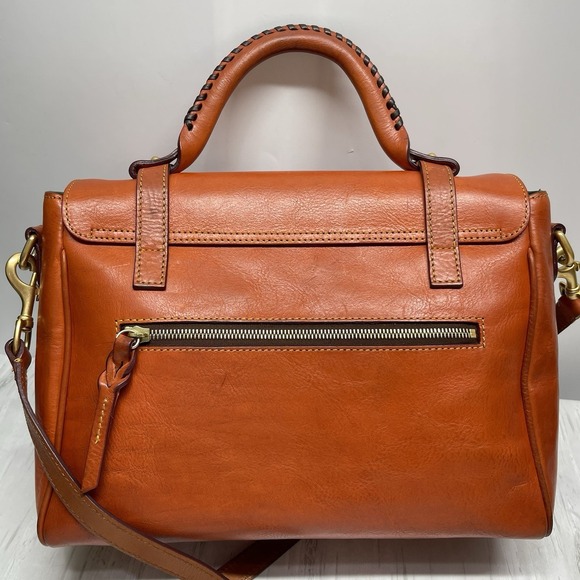 Dooney & Bourke Florentine Flap Tab Satchel Medium Ginger Italian Leather - Picture 2 of 16